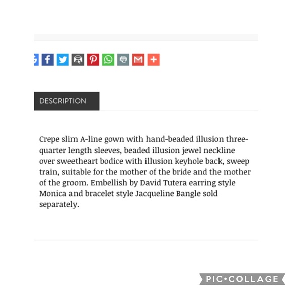 Montage by MonCheri 3/4 sleeves illusion hand beaded bodice gown - Picture 6 of 15